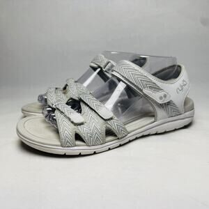 Ryka Savannah Sandals Womens Sz 9.5 M White Gray Adjustable Straps Lightweight